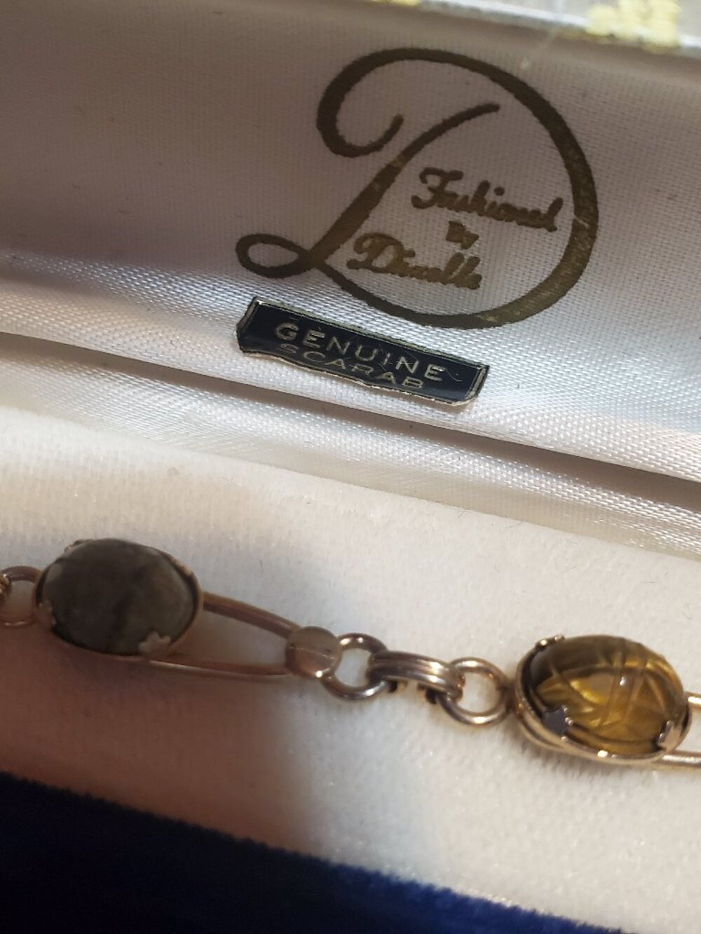 Vintage 1960s Dixelle 12K Gold-Filled Scarab Link Bracelet